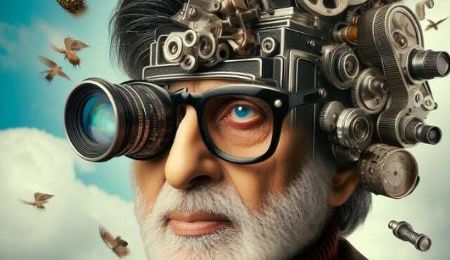 Amitabh Bachchan celebrates his 55 years in film with this digitally generated image.